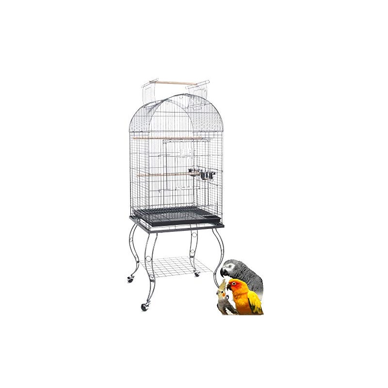 Mcage New 20-Inch Open Play Top Parrot Cage with Stainless