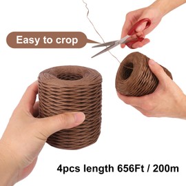 Biugaaufai 4 Roll 656Ft Brown Floral Wire, Rustic Vine Bind Wire for Flower Bouquets, Waterproof Paper Wrapped Twine(4 x 656 Ft)