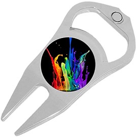 NewCharms Rainbow Paint Splash Golf Ball Marker Divot Repair Tool Bottle Opener