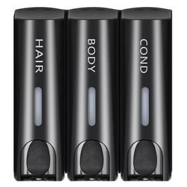 YIAOZ Shower Dispenser,Shampoo and Conditioner Dispenser,Dispensers for The Shower,Shampoo Dispensers,Shower Dispenser 3 Chamber no Drill,12.8 oz x3(Black)