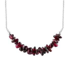 Natural Red Garnet Choker Necklace – 18” Adjustable Silver-Plated Chain, Raw Crystal Birthstone Jewelry, Elegant Gift for Women