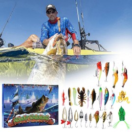 Fishing Advent Calendar 2024, 24 Days Christmas Countdown Fishing Lures Tackle Set, Xmas Surprise Fish Bait Gifts for Fishing Lover Adult Men Boy Teen Father Anglers Husband