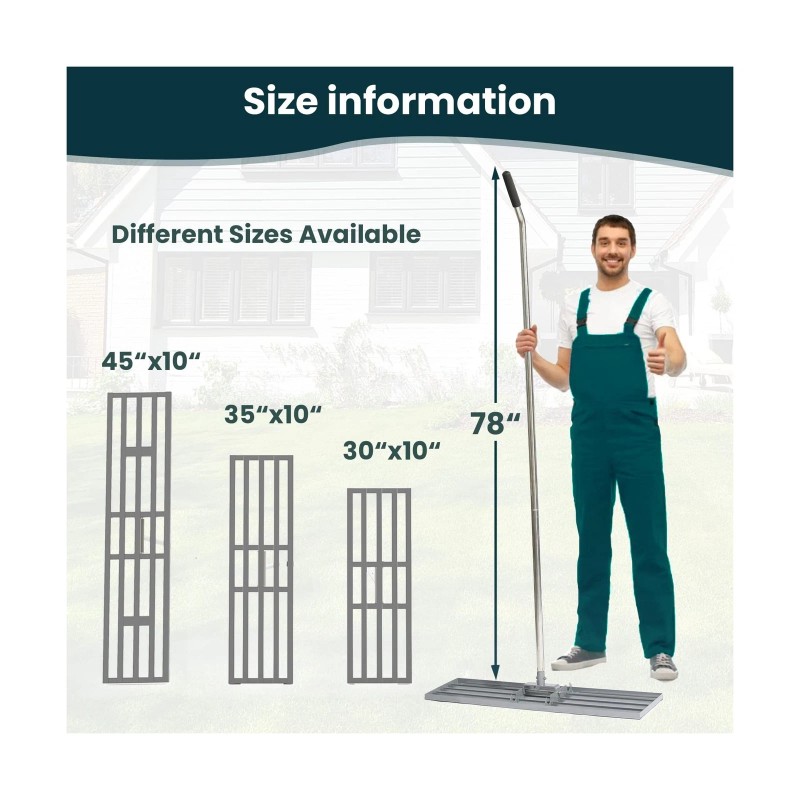 Dremmt Lawn Leveling Rake 30x10 inch, (Professional-Grade) Lawn Leveler Tool