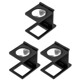 QWORK® Folding Loupe Magnifier, 10x Magnifier Magnifying Glass with Scale, for Seniors Reading, Soldering, Inspection, Jewelry, Exploring, 3 Piece
