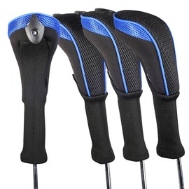 Andux Long Neck Golf Hybrid Club Head Covers with Dial No. Tag CTMT-01 (Black/Blue,4pcs)