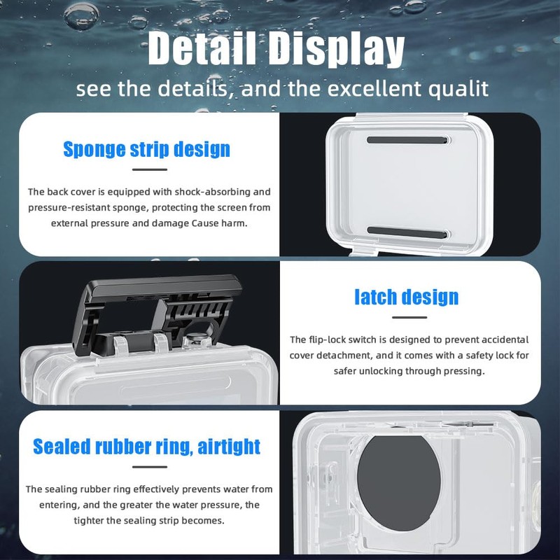 YaelHelens Waterproof Case for DJI Action 4/5/6, 60M Underwater Housing