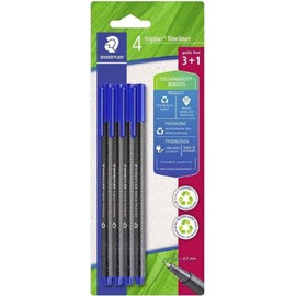 Staedtler Triplus Fineliner - Blue (Pack of 4) - 3+1