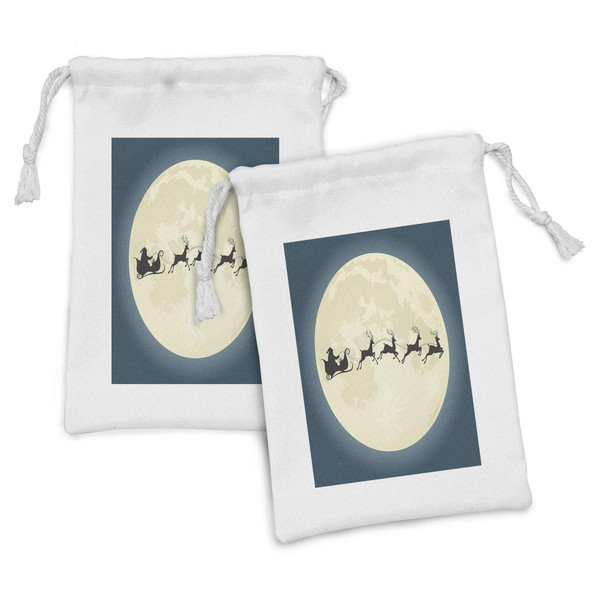 Ambesonne Christmas Fabric Pouch Set of 2, Santa Claus Silhouette