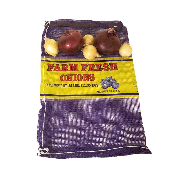 25 lb. Mesh Onion Bags - 15" Wide x 25" Tall - Purple - Draw String - 100ct