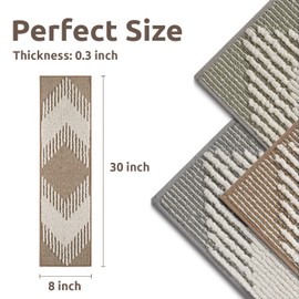 PADOOR 15PC Stair-Treads Non Slip, 3D Peel and Stick Stair Treads for Wooden Steps Indoor, Stair-Carpet Treads Washable Reusable Adhesive Stair-Runner Rugs for Kids and Dogs 8"x30" Brown