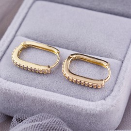 Gold Hoop Earrings for Women Chunky Paperclip Earrings Huggie Statement Earrings Lightweight Link Chain Earrings Cubic Zirconia Earrings Christmas Gifts for Girls