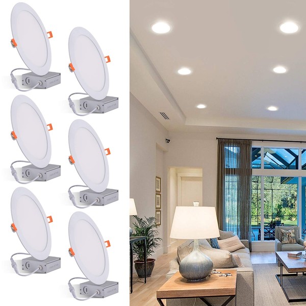 JARLSTAR 6 Pack 8 Inch Ultra-Thin LED Recessed Ceiling Light