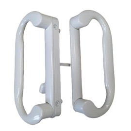 Roto Interlock Sliding Patio Glass Door 7.5" White Handle Set Replacement - Interior and Exterior Handles with Screws with a 4-15/16" Hole Spacing - Fix and Repair Door Hardware - White