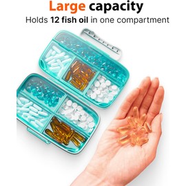 Moisture Proof Pill Organizer Airtight Pill Box WaterProof Large Pill Dispenser Home Travel Supplement Holder Portable Vitamin Sorter Jumbo size 8 com