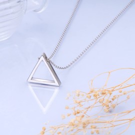 DAOCHONG 925 Sterling Silver Geometric Jewelry Minimalist Triangle Pendant Necklace for Women Christmas Gifts