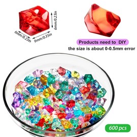 Pack of 600 Gemstones Decorative Diamonds Acrylic Glitter Stones Large Gemstones for Children Diamond Decoration Decorative Crystal Stones Gemstones Colourful Shaping Stones for Table Decoration