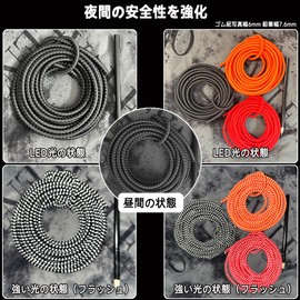 DLLM Shock Cord, Luggage Rope, Rubber, Reflective Bungee Cord, For Outdoor Use, Rubber Rope, Strong, Durable, Lightweight, Round Rubber, Elastic Cord, Camping, Telescopic Rope, Width 0.2 inches (5