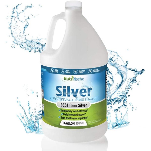 NutriNoche Colloidal Silver Mineral Liquid Supplement - Daily Immune System Support - Colloidal Nano Silver 30 PPM (Gallon Size)
