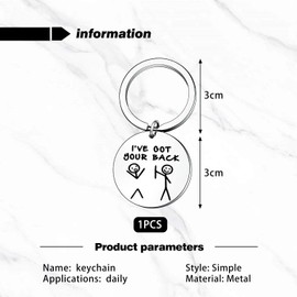 1 Piece Of Fun Keychain, Friendship Keychain, I'Ve Got Your Back Stainless Steel Keychain, Creative Stick Figure Keychain, Gift For Good Friends