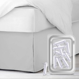 Empyrean Bedding Bed Skirts Queen - Queen Bed Skirt with 8 Pins - Dust Ruffles for Queen Beds – Microfiber Bedskirts Queen Size - Queen Bed Skirt 14 Inch Drop – Silver Light Grey