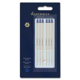 Waterman Ballpoint Pen Refill, Medium Point, Blue Ink,6 Count