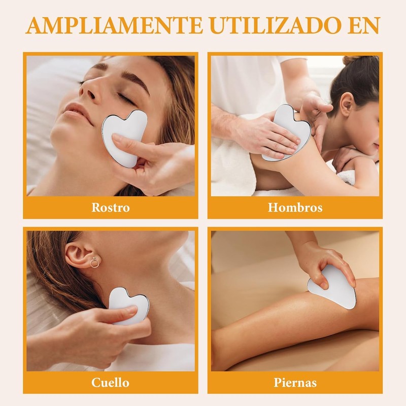 Gua Sha, Herramienta de Masaje de Acero Inoxidable Guasha, Herramienta