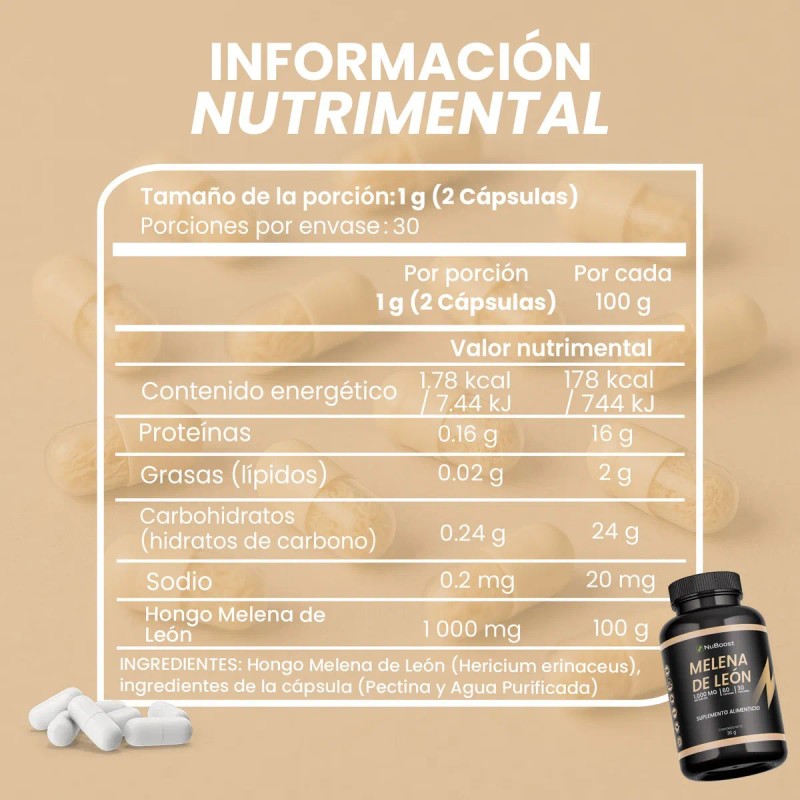 Suplemento En Cpsula Nuboost 30 Das Melena De Len De
