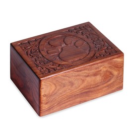 EARTHLY HOME Wooden Urn Box for Human Ashes, Cremation Funeral Bordered Box, Pet Memorial Decorative Urn for Cat & Adult, Keepsake Burial Ash Box (Extra Small)