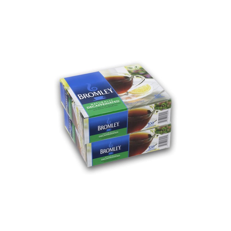 2 Boxes Bromley Naturaly Decaffeinated Tea 100 tea bags Decaf