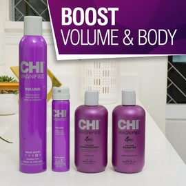 CHI CHI Magnified Volume Finishing Hair Spray, Boosts Volume & Body For Maximum Fullness, Builds Resilience & Strength & Adds Shine, 12 Oz