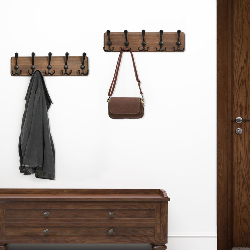 WEBI Rustic Coat Rack Wall Mounted,Wood Coat Hanger Wall,5 Coat