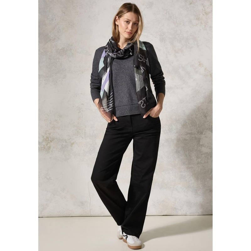 CECIL Women's B572645 TOS_Foil Print Scarf, Black, A, black