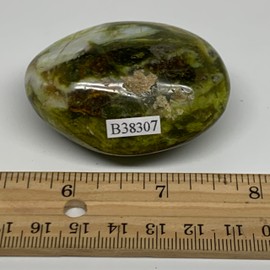 93.6g, 2.4"x1.8"x1.1" Natural Untreated Green Opal Palm-Stone Crystal Polished Galet Shape Gemstones @Madagascar, B38307