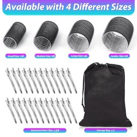 shynek Hair Curlers Set with 24 Rollers (6 Jumbo, 6 Large, 6 Medium, 6 Small)