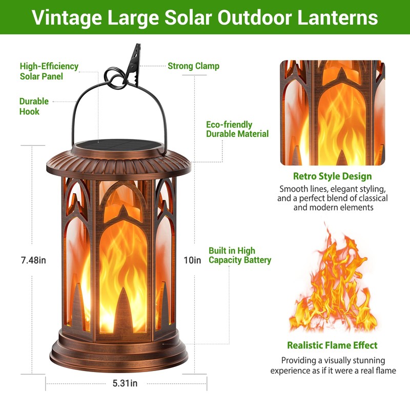 KOOPER Taller Solar Lanterns Outdoor Waterproof Hanging Solar Lantern Lights,