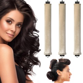 Heatless Curls 3 stück, Heatless Blowout, Lockenwickler Zum Schlafen, Locken Ohne Hitze, Overnight Blowout, Heatless Blowout Rods with Hooks, Heatless Lockenstab für Alle Haartypen (cremefarben, M)