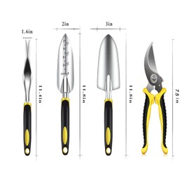 5PCS Garden Tool Set,Heavy Duty Gardening Kit includes Garden Pruning Shears,Wide Shovel,Transplanting Spade ，Gardening Gloves and Weeding Fork,Gardening Gifts for Woman/Man