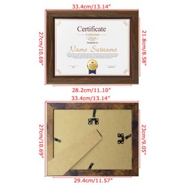 Schliersee 8.5x11 Certificate Picture Frames Diploma Document Picture Frames Tempered Glass Rustic Brown Frame Set of 6 Pack
