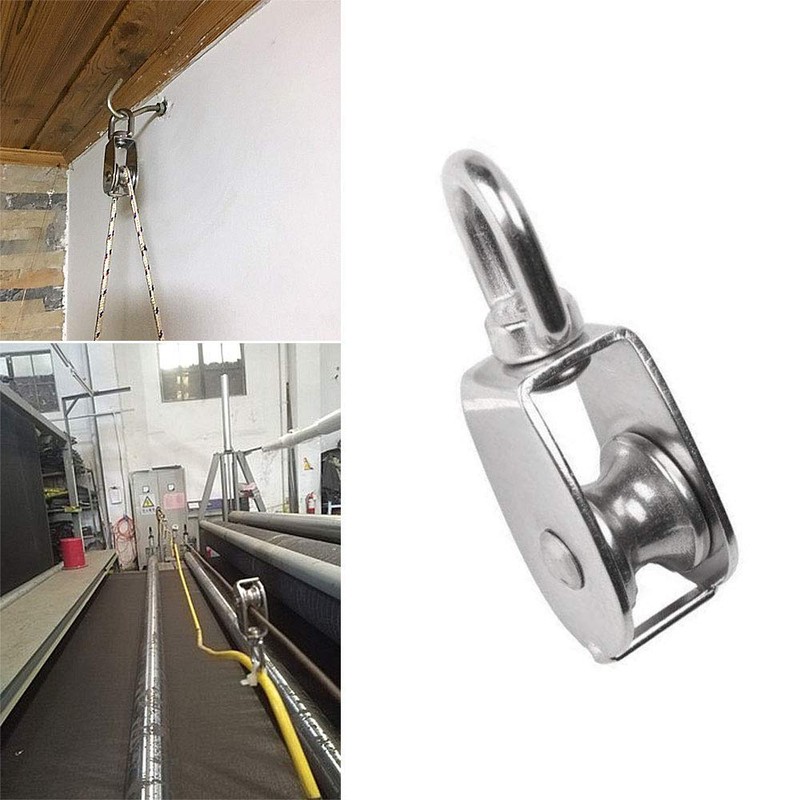 POFET 4 Pieces Single Pulley Block, 304 Stainless Steel, Lifting