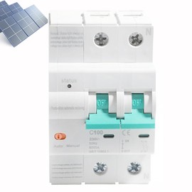 aikoolwer Photovoltaic Miniature Circuit Breaker Automatic Reclosing Self-Recovery Over-Voltage Protector Small Grid-Connected Flame Retardant 2P AC Solar DIN Rail Breaker