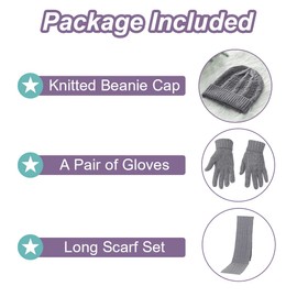 Warmiehomy Hat Gloves Scarf Set for Women Ladies Girls Soft Warm Knitted Beanie Cap Long Scarf 3 in 1 Winter Thick Set for Outdoors Walking Shopping Skiing Fishing Camping,Deep Grey