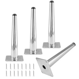 Seimneire 4pcs 8 Inch Furniture Legs, Straight Conical Metal Legs Chrome Mid-Century Style Furniture Feet for Sofa Cabinet Table Chair Cupboard Couch Ottoman Home DIY Projects