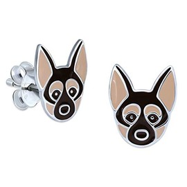 German Shepherd Dog Earrings .925 Sterling Silver