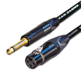 Van Damme & Neutrik Female XLR To 1/4-Inch Mono Jack Mic To Mixer/Amp Input Lead, Black, 3 m