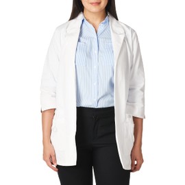 Dickies Scrubs Women's Junior Fit 3/4 Sleeve Lab Coat, White, Large