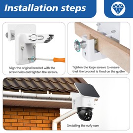 Gutter Mount Bracket for Eufy Security SoloCam S340 & E30 - Adjustable, Weatherproof, No-Drill Installation, 1-Pack (White)