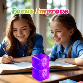 YiLUAN 2Pack Glitter Squishy Cube - Slow Rise Nice Stress Cube for Adults, Gel Stress Balls, Fidget Ice Cube Stress Toys, Silent Fidget Toys Pack for Anxiety Relief (Purple)