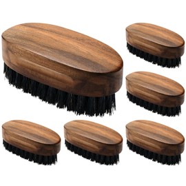 Hushee 6 Pcs Beard Brush For Men, Natural Boar Bristles Beard Brush Small Travel Natural Boar Bristles with Black Walnut Wood To Tame and Soften Your Facial Hair