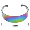 Sarini Futuristic Narrow Cyclops Silver Color Mirrored Lens Visor Sunglasses