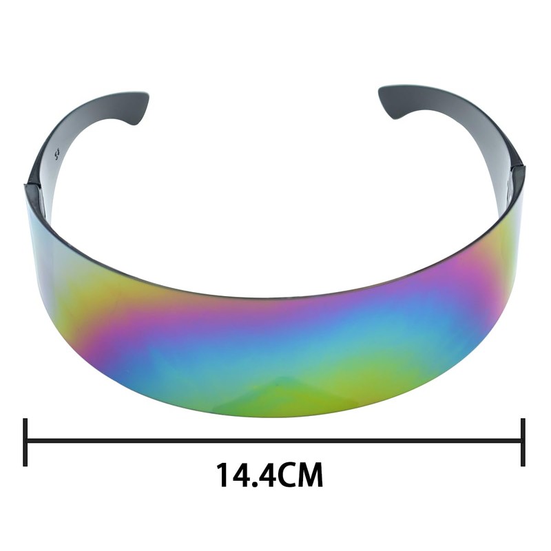 Sarini Futuristic Narrow Cyclops Silver Color Mirrored Lens Visor Sunglasses